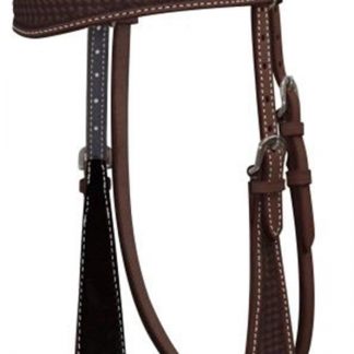 Showman Argentina Cow Leather Browband HEADSTALL w/ Basket Weave Tooling 