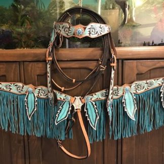 browband-tooling-teal-feathers-fringes-light-tan-oil-headstall-reins-breast-collar-set-4