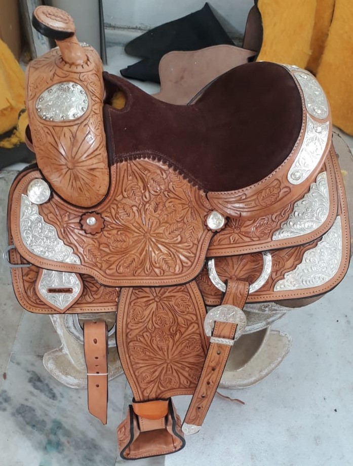 14 Light Leather Silver Show Saddle Fully Tooled Youth 