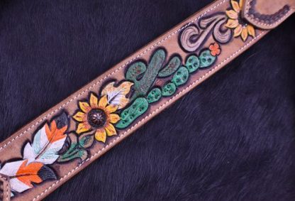 Hand Painted Sunflower and Cactus Browband Headstall and Breastcollar Set-3