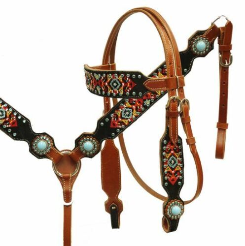 Showman BLACK Suede Overlay Leather Wither Strap W/ Navajo Embroidered Design! 