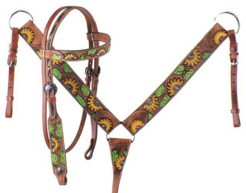 Showman Hand Painted Sunflower and Cactus Wither Strap Horse