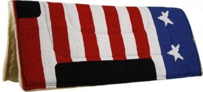 Showman American Flag pad with Suede wear Leathers with Fleece Back. 30" x 32"