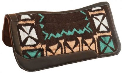 Showman 34" x 36" Turquoise Brown Tan Print Memory Felt Bottom Woven Top Saddle Pad