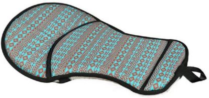 Showman Teal and Brown Navajo Diamond Print Trail Seat Saver Cushion Fleece Bottom Relieves Back Pain