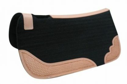 Showman MINI 20" x 20" FELT SADDLE PAD with Basket Weave TOOLED Wear Leathers