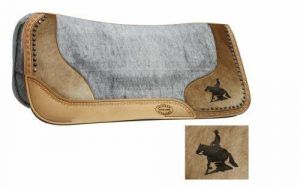Showman 32"X31" Contoured Argentina Cowhide Saddle Pad w/ Etched Reining Horse