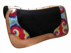 Showman 32" x 31" Vented Argentina Cow Leather Saddle Pad with Tie Dye Overlay!