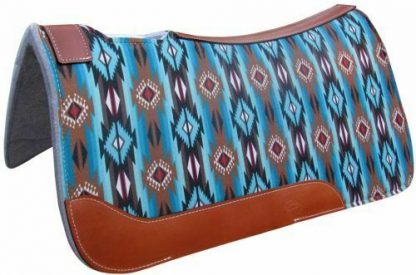 Showman SADDLE PAD Teal, Brown SOUTHWEST Print w/ Felt Bottom