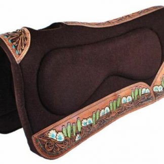 Showman ® 32" x 31" x 1" Brown Built Up Felt Saddle Pad with Hand Painted flower