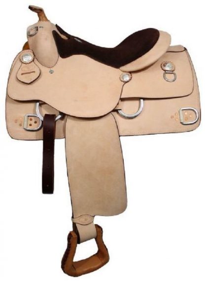 16" DOUBLE T WESTERN TRAINING WORK HORSE SADDLE FULL QH BARS AND SUEDE SEAT 6331