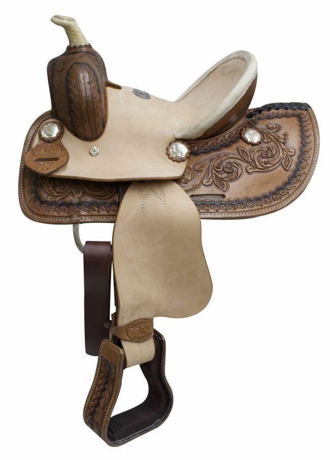Double T 10" Youth ROPER SADDLE Hard Seat SQHB Braided Horn Rough Out Fenders 