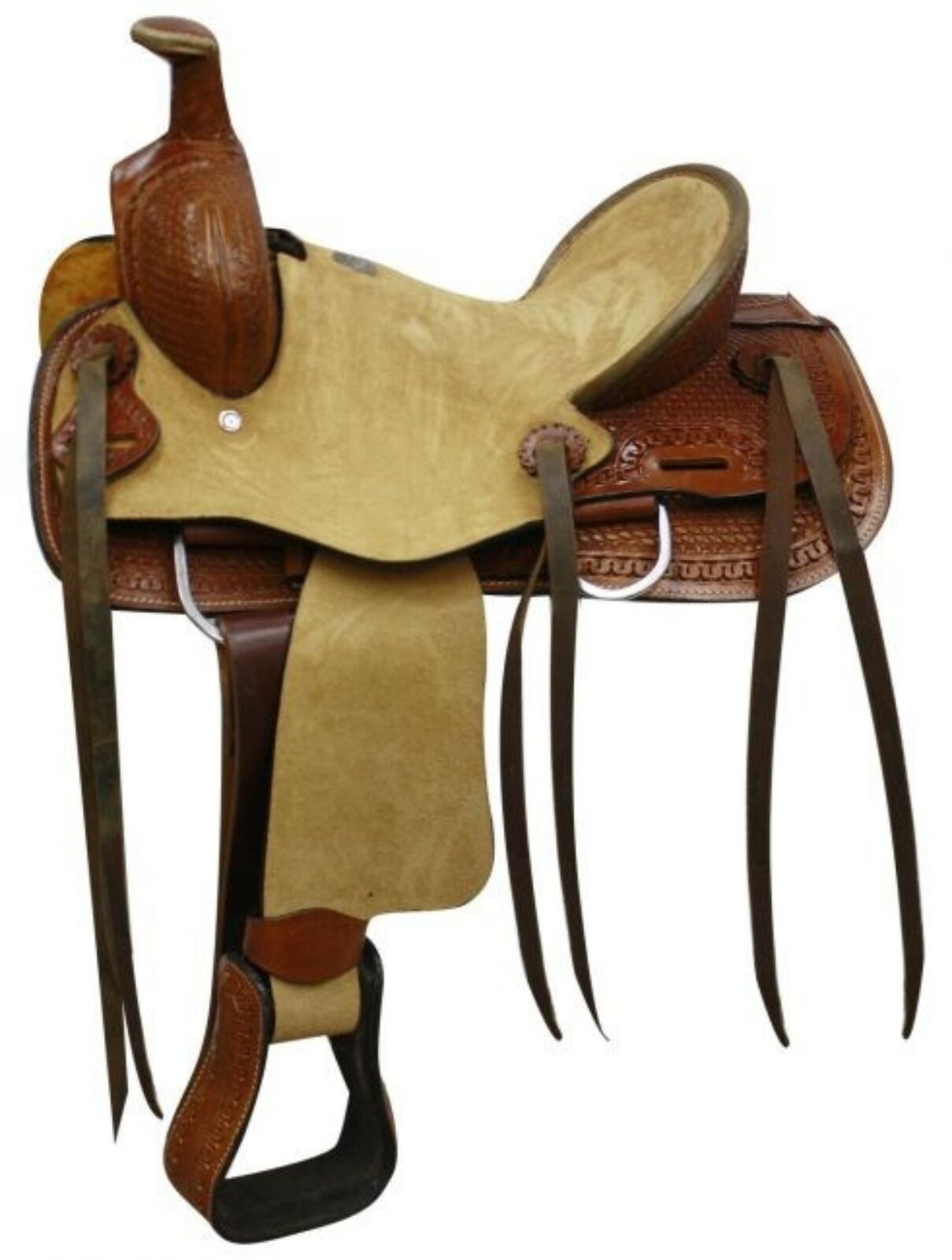 Double T 8" Pony Youth SHOW SADDLE Engraved SILVER Fully Tooled Leather SQHB