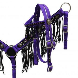 Showman Pony Size Glitter Overlay Leather Headstall & Breast Collar Set w/ Reins 