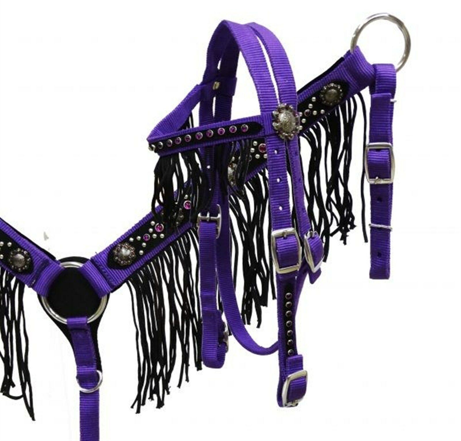 YOUTH Size Pair Of PURPLE Glitter Overlay Leather Western Spur Straps 