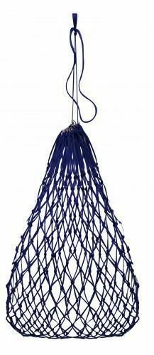 BLUE GREEN PURPLE Knotted Rope Slow Feed Hay Net Bag Draw String w Rings 24801 