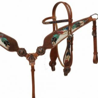 Showman Brown Teal Navajo Diamond Print Headstall Breast Collar With Fringe for sale online 
