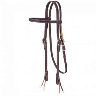 Dark Oil Harness Leather Browband & Tie Ends Western Horse Headstall TACK