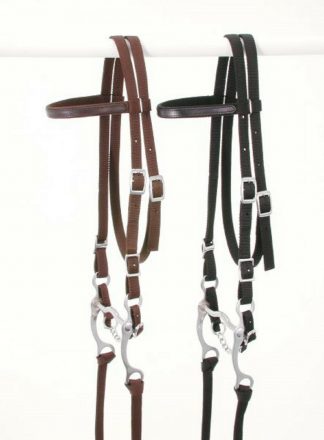 BROWN Nylon Western Leather Overlay Horse Size Complete Bridle New Tack BARGAIN