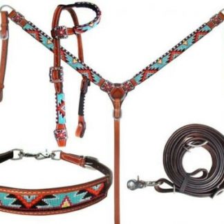 Showman Argentina Cow Leather 3 Piece Headstall and breast collar set 