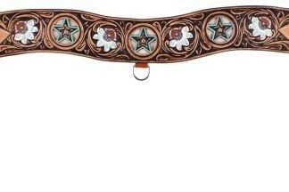 Showman Tooled Leather Tripping Collar w/ Cutout Crosses & Cowhide Inlay 