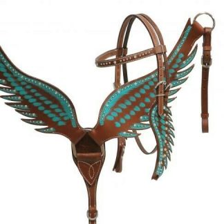 Showman TEAL Cut Out Angel Wing Headstall/Breast Collar Set!! NEW HORSE TACK!!