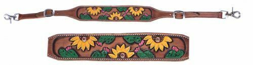 Showman Hand Painted Sunflower Wither Strap With Multi Colored Metallic Inlay!