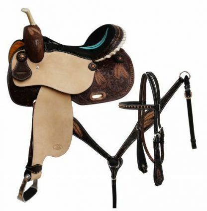 Circle S BARREL SADDLE Feather Tooled matching Bridle Breast Collar & Reins SET