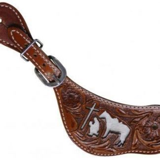 Showman BEADED Inlay LIGHT OIL Argentina Cow Leather SPUR STRAPS Adjust 9"-10.5" 