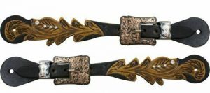 Showman Cut Out Tooled Leather Spur Straps w/ Engraved Buckles! NEW HORSE TACK!!