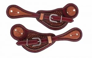 Showman Men's Two-Toned Leather Spur Straps w/ Basketweave Tooling