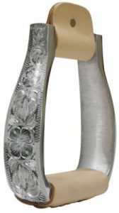 Showman Polished Aluminum Engraved Stirrups w/ Leather Tread!! NEW HORSE TACK!!