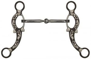 Showman 5" Brown Steel Snaffle Bit w/ Engraved Silver Overlays!! NEW HORSE TACK!