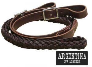 Showman 7 1/2' Argentina Cow Leather Braided Contest Reins!! NEW HORSE TACK!!
