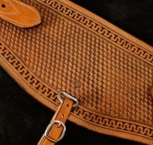 Showman 7" Basket Weave Tooled Heavy Duty Leather Backrigging! NEW HORSE TACK!