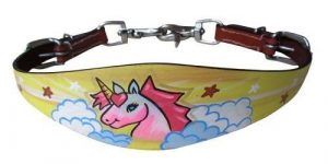 Showman PONY Leather Wither Strap w/ PINK Unicorn/Cloud Design! NEW HORSE TACK!!