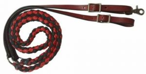 Showman 8' Nylon Braided Roping Reins w/ Leather Ends