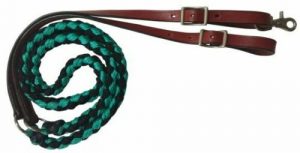 Showman 8' Nylon Braided Roping Reins w/ Leather Ends