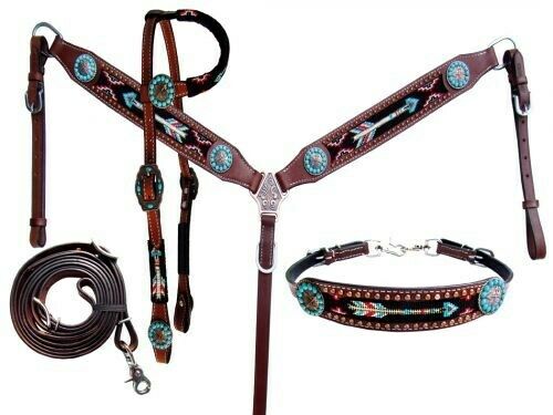 Showman Medium Oil Leather Wither Strap w/ Beaded Inlay 