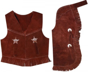 Showman Kid's Size Suede Leather Western Chaps & Vest Set