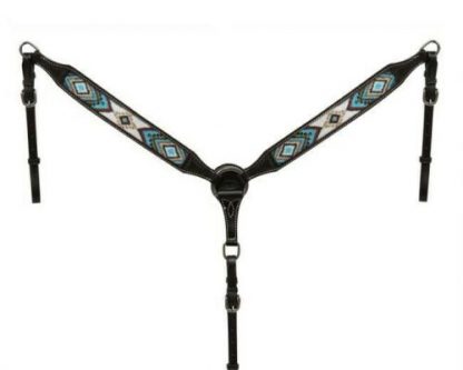 Showman DARK CHOCOLATE Argentina Cow Leather Breast Collar w/ Beaded Inlay! NEW!
