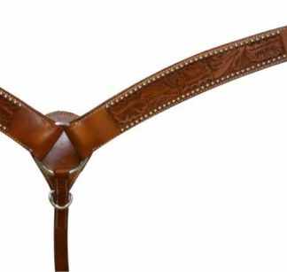 Showman Leather Breast Collar with Floral Tooling & Silver Studs