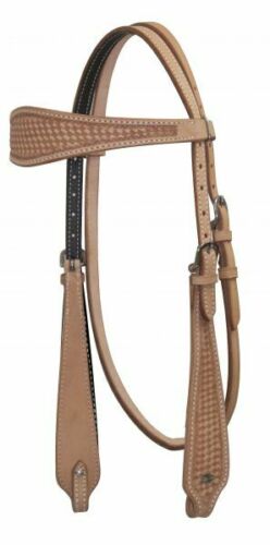 Showman Argentina Cow Leather Headstall w/ Basketweave Tooling