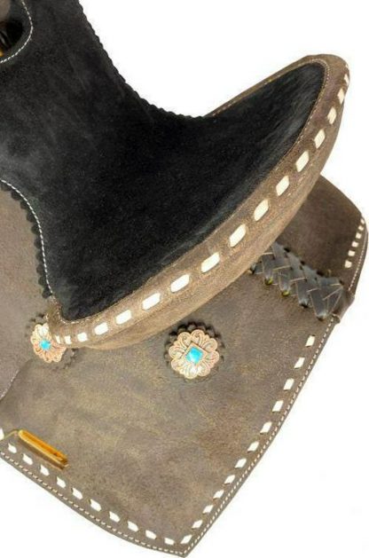 10" Barrel style saddle with White buckstitch accents - Image 2
