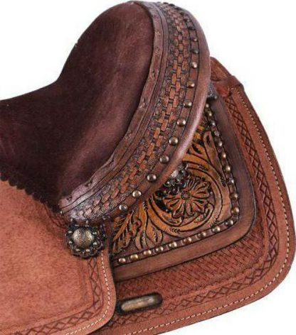 10"  Pony Saddle With Floral And Basketweave Tooled Pommel, Cantle, And Skirt - Image 3