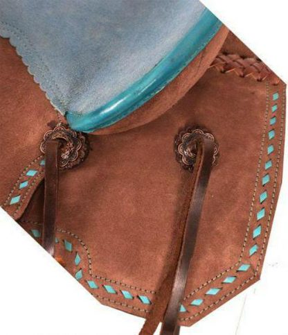 10  Youth Barrel Style Saddle With Turquoise Seat - Image 2