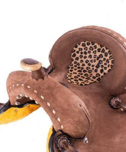 10" Youth Hard Seat Barrel style saddle with Cheetah Seat - Image 3