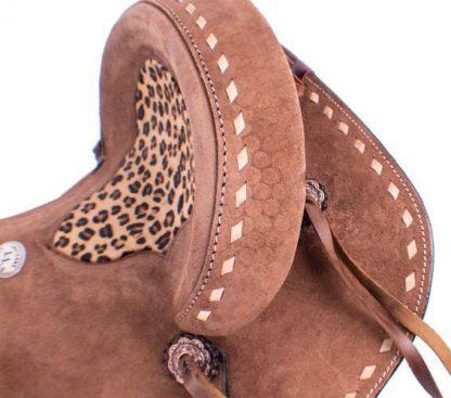 10" Youth Hard Seat Barrel style saddle with Cheetah Seat - Image 2