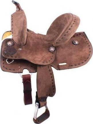 10" Youth Hard Seat Barrel Style Saddle With Extra Deep Seat And Buckstitch Trim