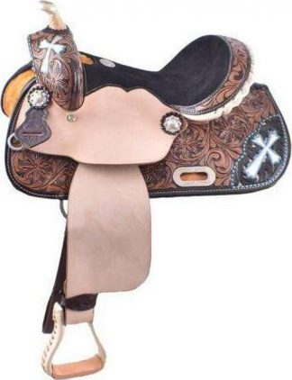 13  Barrel Style Saddle With Hand Painted Cross Design